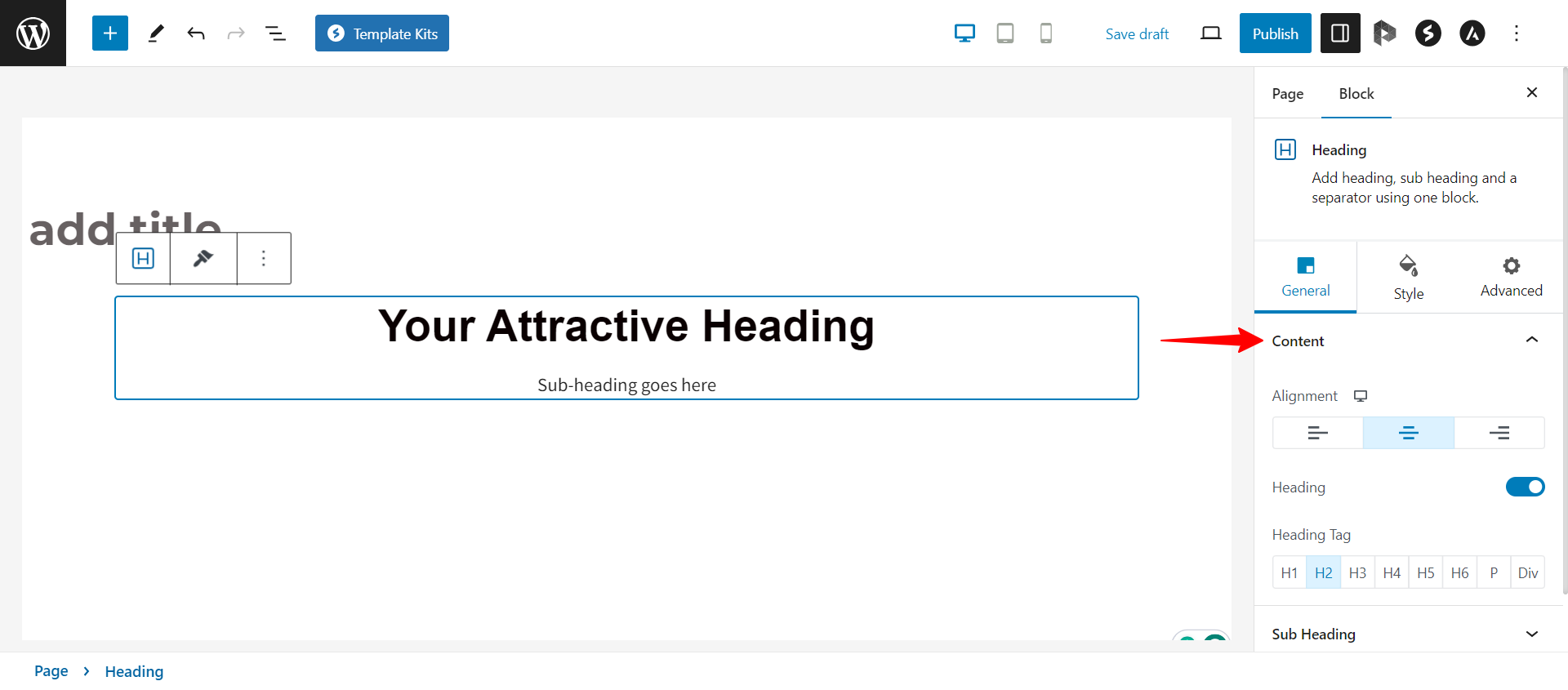 Align the Heading and Sub-heading