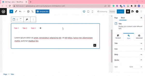Tabs Block video tutorial