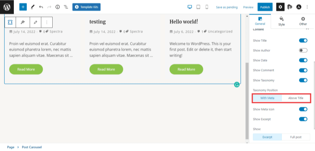 Spectra – Taxonomy Styling Options