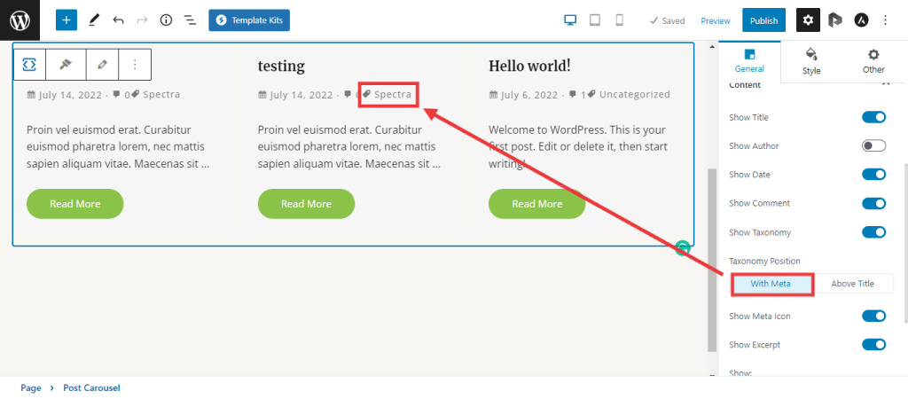 Spectra – Taxonomy Styling Options