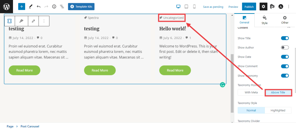 Spectra – Taxonomy Styling Options