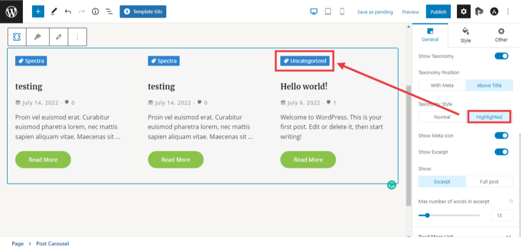 Spectra – Taxonomy Styling Options