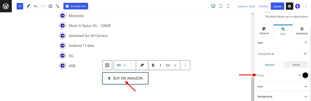 Change text color