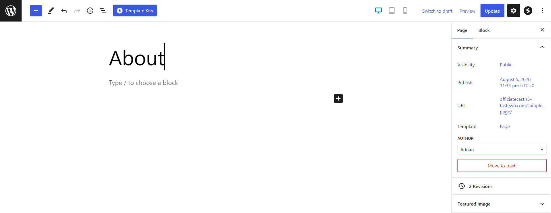 Create new page