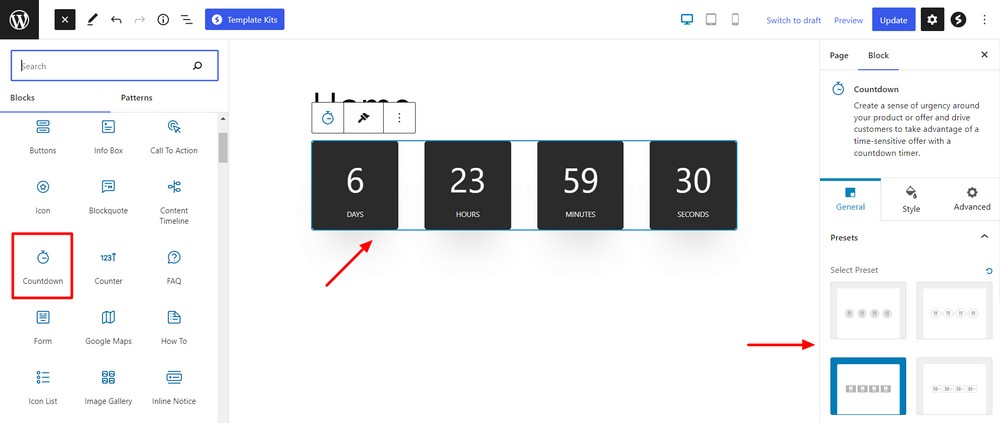Spectra Countdown block