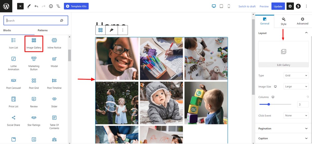 Add image gallery block