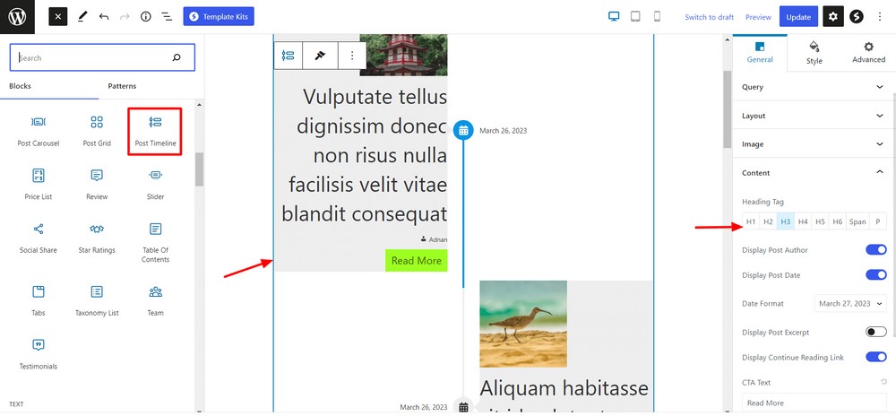 Add post timeline block