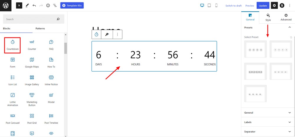 Countdown block