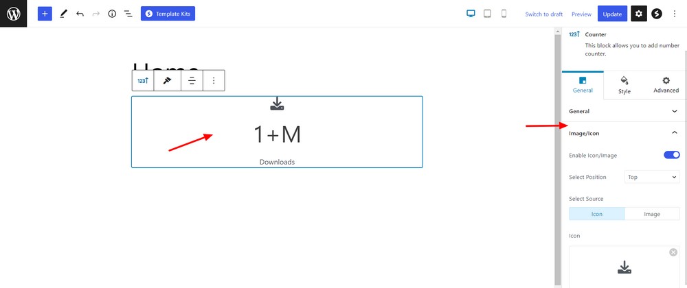 Counter block settings