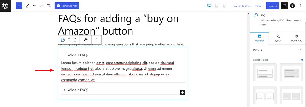 Default FAQ design