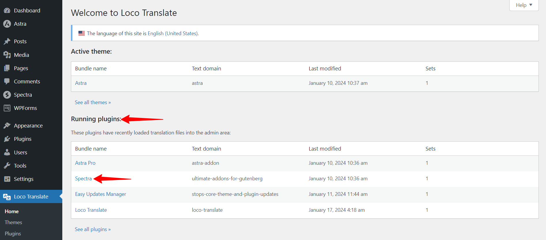 Translate Spectra Strings using Loco Translate