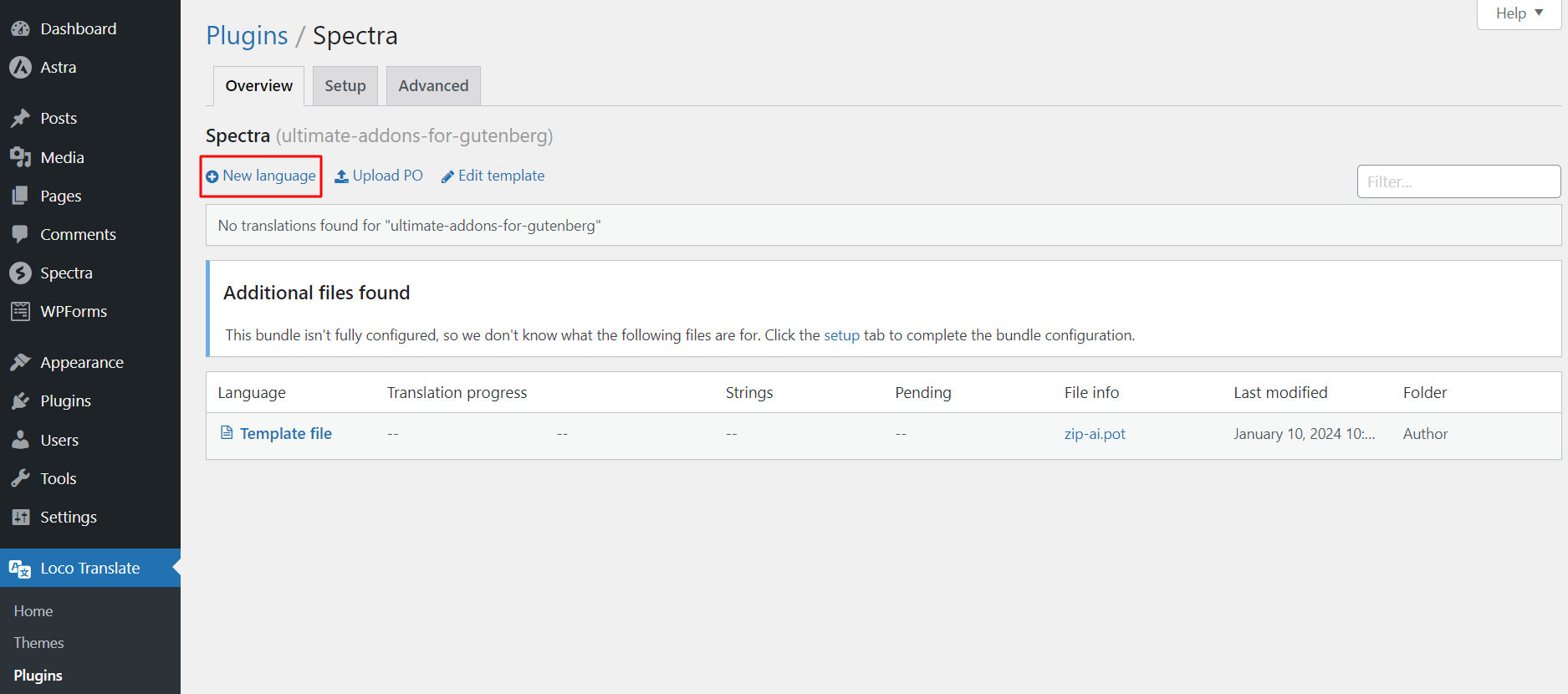 Translate Spectra Strings using Loco Translate