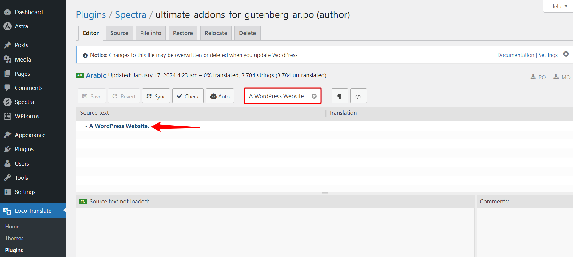 Translate Spectra Strings using Loco Translate
