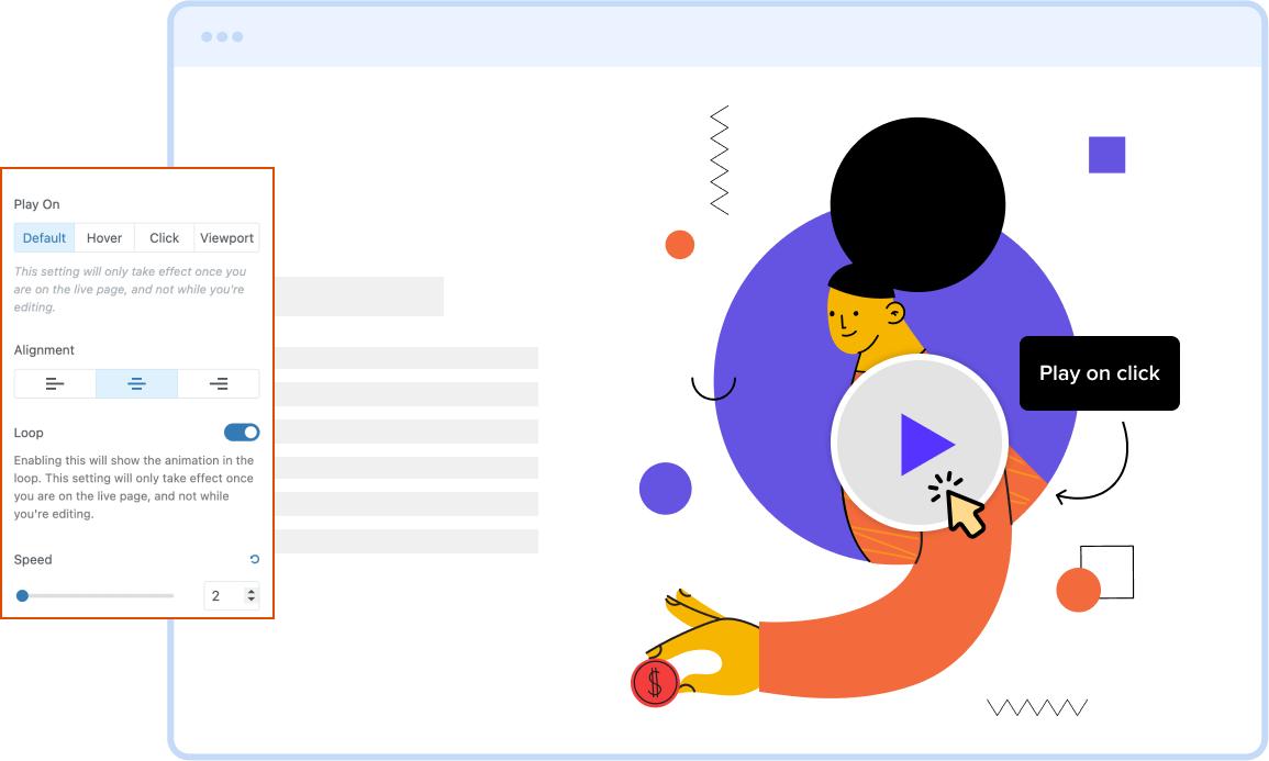 Customizable Animation Controls Lottie Block