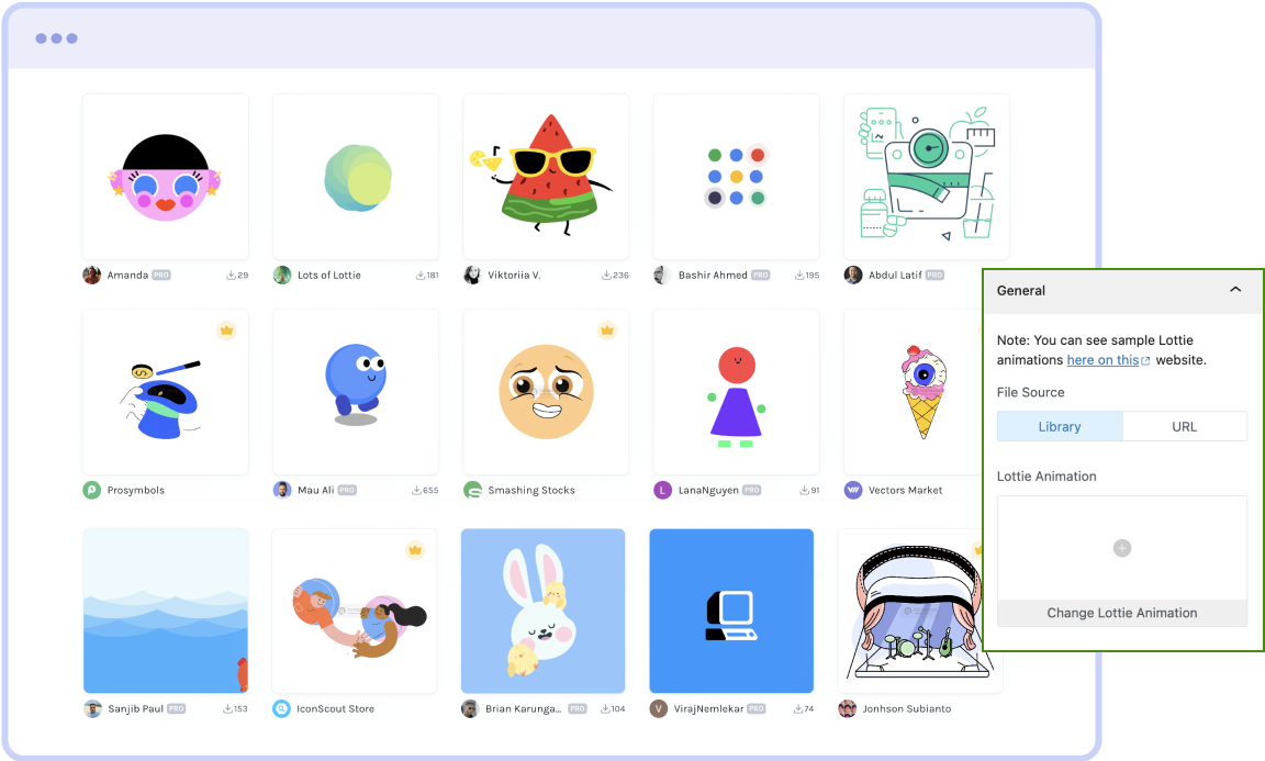 Customizable spacing options Lottie Block