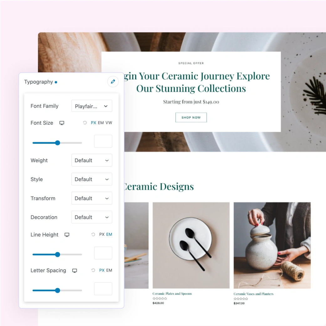 Extensive Typography Options