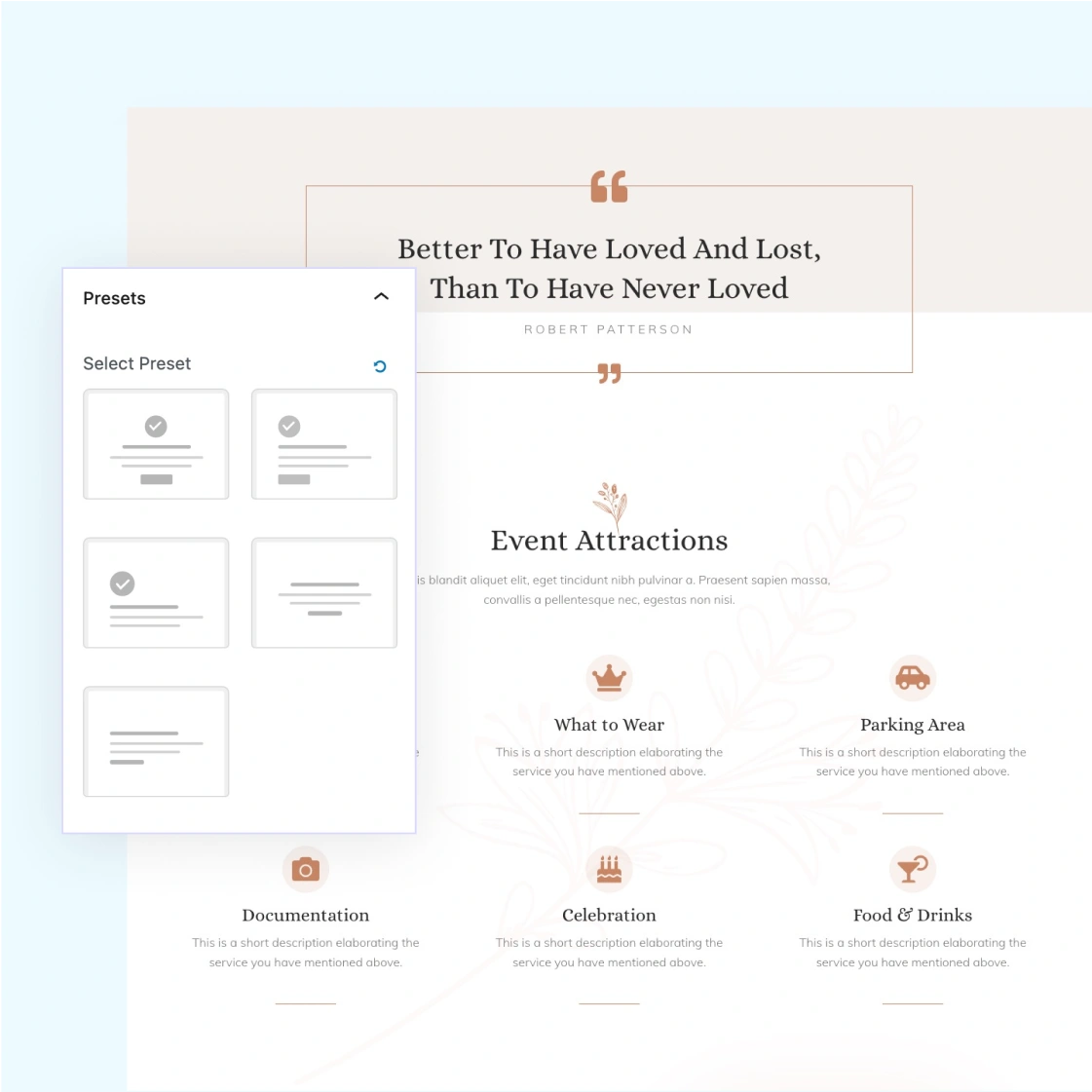 One-click Block Presets
