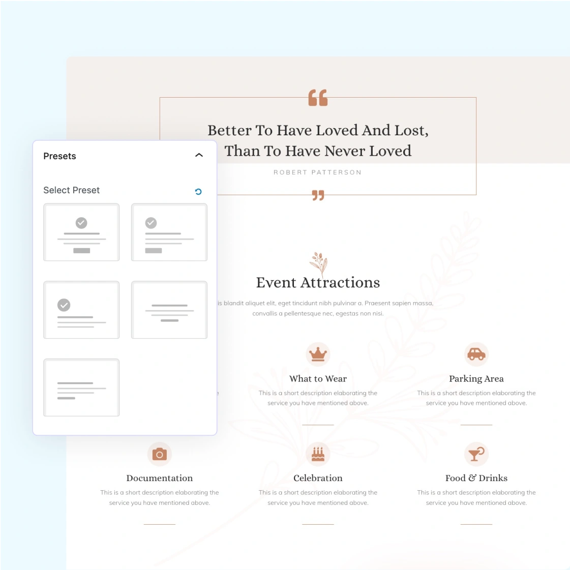 One-click Block Presets